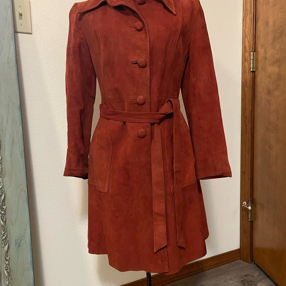 Vintage Lucy Suede Rust Trench Coat